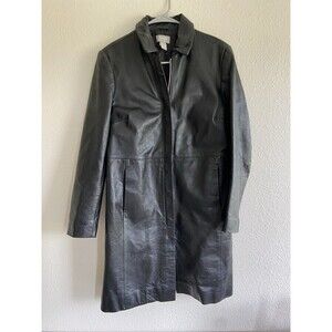 Vintage Old navy Women’s Black Genuine Leather Jacket Button Front Size XS